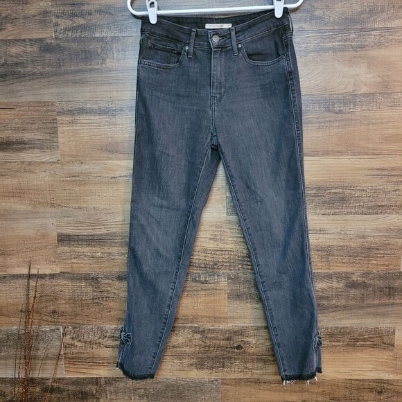 Levi's Jeans SZ 27 High Rise 721 Skinny Bow Ankle Raw Hem Stretch Denim Western - Picture 1 of 11